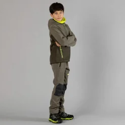 Jungen-Fleecejacke mit Kapuze und durchgehendem Reißverschluss und Color Block