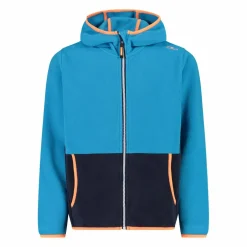 Jungen-Fleecejacke mit Kapuze und durchgehendem Reißverschluss und Color Block