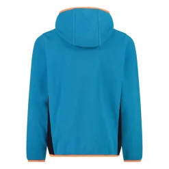 Jungen-Fleecejacke mit Kapuze und durchgehendem Reißverschluss und Color Block