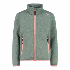 Kapuzenlose Mädchen schweres Fleecejacke Knit-Tech in melierter Optik