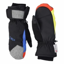 Kinder Mehrfarbige Wattierte Ski-Fäustlinge aus Softshell