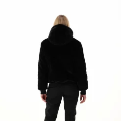 Kunstpelzjacke für Damen mit Kapuze