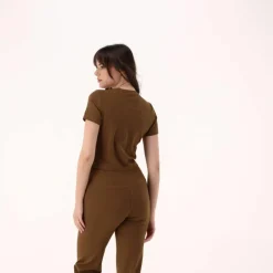 Kurzarm-Top für Damen aus Stretch-Polyamid