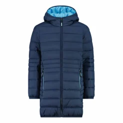 Lange Daunenjacke für Mädchen mit Taftkapuze