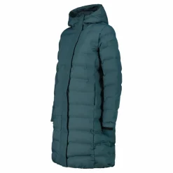 Lange gepolsterte Daunenjacke für Damen mit Kapuze