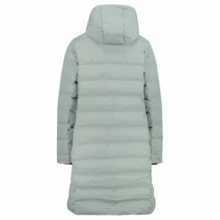 Lange gepolsterte Daunenjacke für Damen mit Kapuze