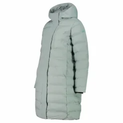 Lange gepolsterte Daunenjacke für Damen mit Kapuze