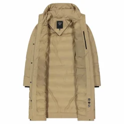 Lange gepolsterte Daunenjacke für Damen mit Kapuze