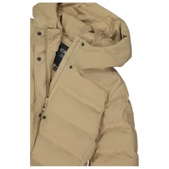 Lange gepolsterte Daunenjacke für Damen mit Kapuze