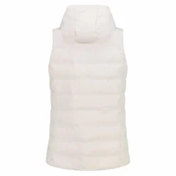 Lange, gepolsterte Weste für Damen mit Kapuze
