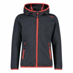 Mädchen schweres Fleecejacke Knit-Tech in melierter Optik mit Kapuze