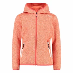 Mädchen schweres Fleecejacke Knit-Tech in melierter Optik mit Kapuze