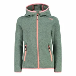 Mädchen schweres Fleecejacke Knit-Tech in melierter Optik mit Kapuze