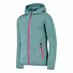 Mädchen schweres Fleecejacke Knit-Tech in melierter Optik mit Kapuze