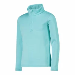 Mädchen Stretch Performance Stehkragenshirt mit kurzem Reißverschluss