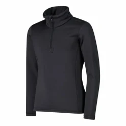 Mädchen Stretch Performance Stehkragenshirt mit kurzem Reißverschluss