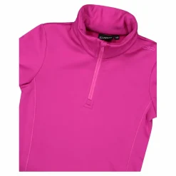 Mädchen Stretch Performance Stehkragenshirt mit kurzem Reißverschluss