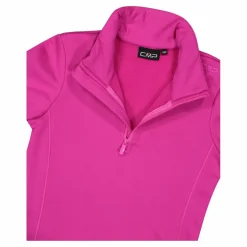 Mädchen Stretch Performance Stehkragenshirt mit kurzem Reißverschluss