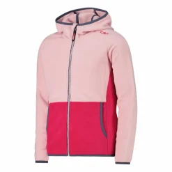 Mädchen-Fleecejacke mit Kapuze und durchgehendem Reißverschluss und Color Block