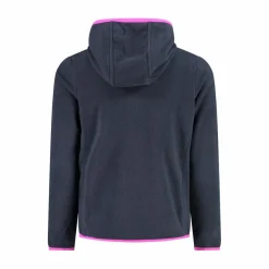 Mädchen-Fleecejacke mit Kapuze und durchgehendem Reißverschluss und Color Block