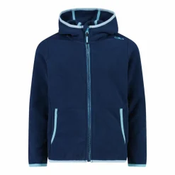 Mädchen-Fleecejacke mit Kapuze und durchgehendem Reißverschluss und Color Block