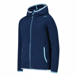 Mädchen-Fleecejacke mit Kapuze und durchgehendem Reißverschluss und Color Block