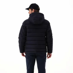 Melierte gepolsterte Herrenjacke mit Kapuze mit Sorona