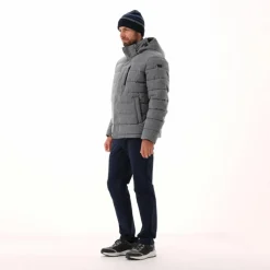 Melierte gepolsterte Herrenjacke mit Kapuze mit Sorona