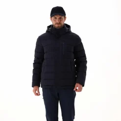 Melierte gepolsterte Herrenjacke mit Kapuze mit Sorona