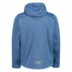 Melierte Softshell-Herrenjacke mit abnehmbarer Kapuze