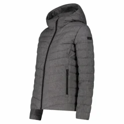 Melierte, wattierte Damenjacke mit Kapuze mit Sorona