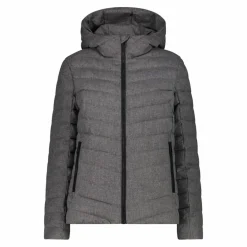 Melierte, wattierte Damenjacke mit Kapuze mit Sorona