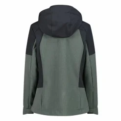 Softshelljacke für Damen mit Kapuze und zweifarbigem Grid-Jacquard-Motiv