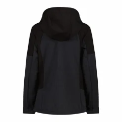 Softshelljacke für Damen mit Kapuze und zweifarbigem Grid-Jacquard-Motiv