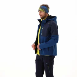 Softshelljacke für Herren mit Kapuze und zweifarbigem Grid-Jacquard-Motiv