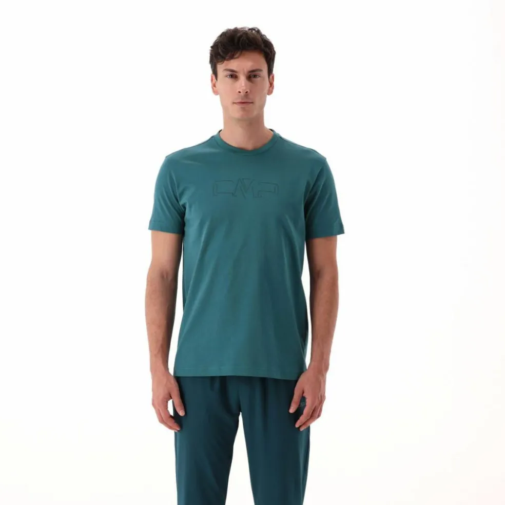 Stretch-Baumwoll-T-Shirt mit Logo