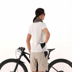 Technisches Radsport-T-Shirt für Damen mit kurzem Reißverschluss und Brusttasche